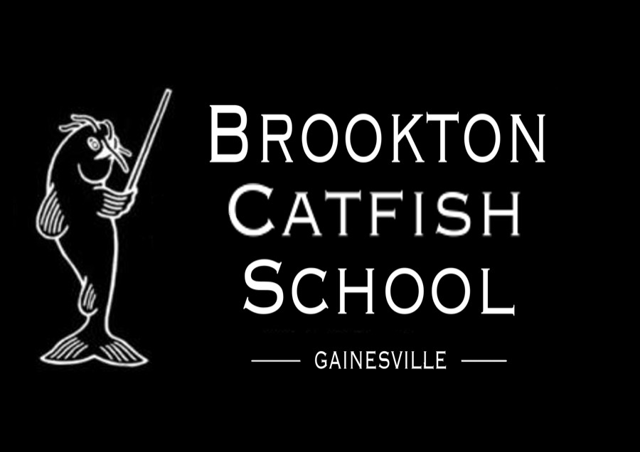 Brookton Catfish School chalkboard sign with fish logo